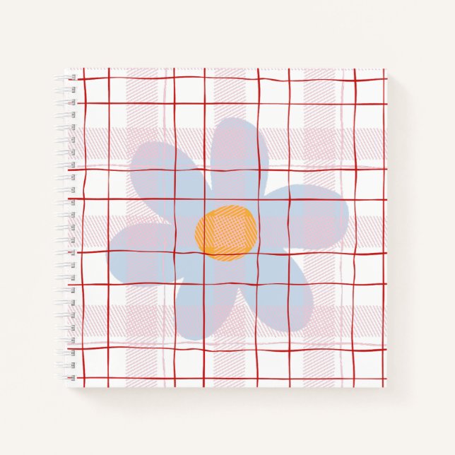 Carnet Féminin floral avec fond écossais Rose moderne (Devant)