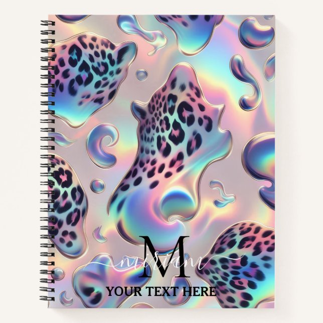 Carnet Féminin Tendance Opale Imprimé Léopard | Monogramm (Devant)