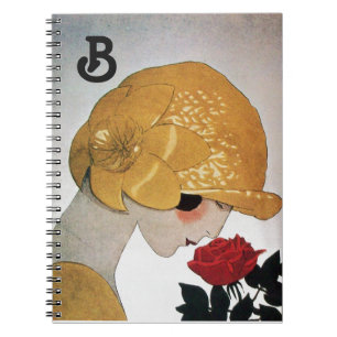 CARNET FEMME AVEC MONOGRAMME ROSE ROUGE