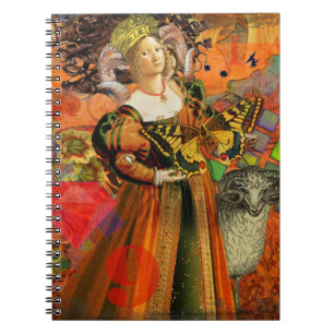 Carnet Femme Bélier Orange : Collage d'art antique gothiq