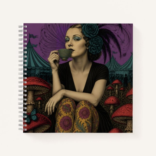 Carnet Femme boit du thé au cirque (Devant)
