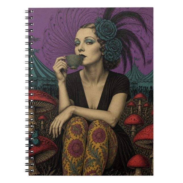 Carnet Femme boit du thé au cirque (Devant)