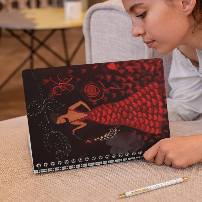 Carnet Femme dans le Monogramme de robe rouge ( Woman in Red Dress Notebook)