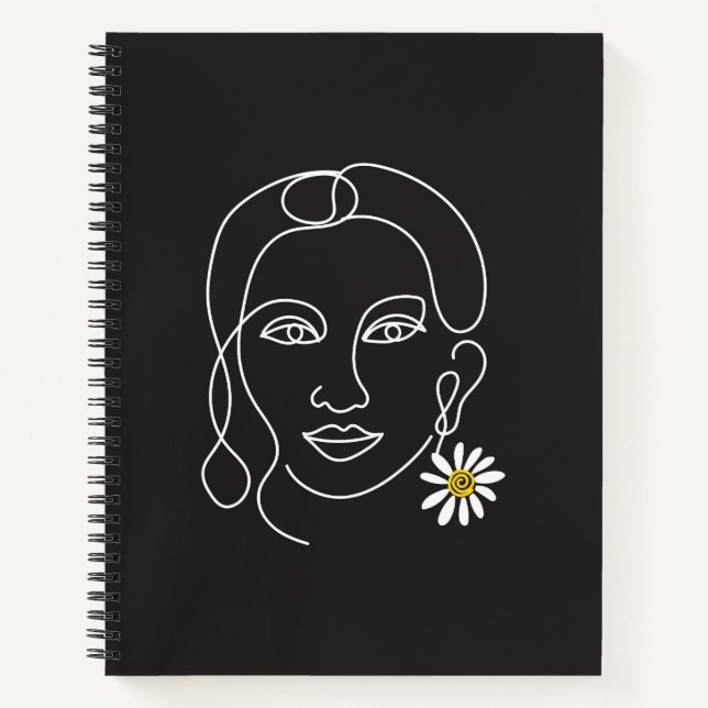 Carnet Femme énigmatique - Art de ligne Design (Devant)