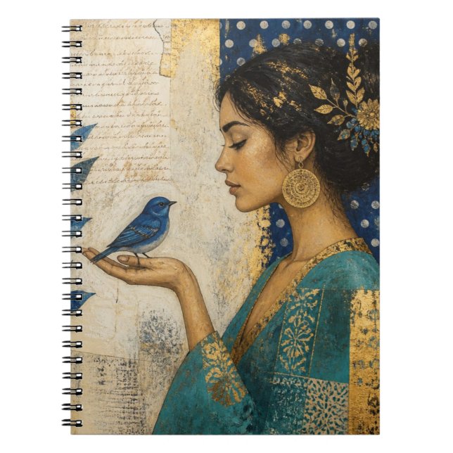 Carnet Femme et un oiseau bleu (Devant)