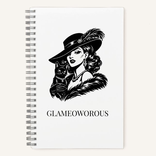 Carnet Femme Glamour avec Illustration de Mode Féline (Recto)