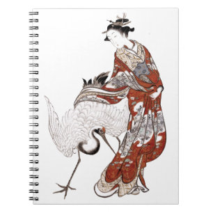 Carnet Femme japonaise et grue (18ème siècle)