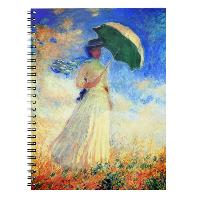 Carnet Femme Monet avec un parasol face droit (Devant)