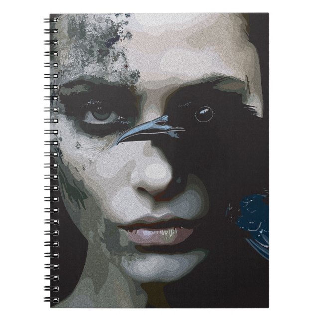 Carnet Femme mystérieuse au corbeau (Devant)
