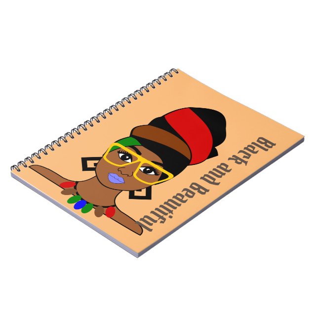 Carnet Femme noire et belle casque femme Afro Lady (Côté gauche)