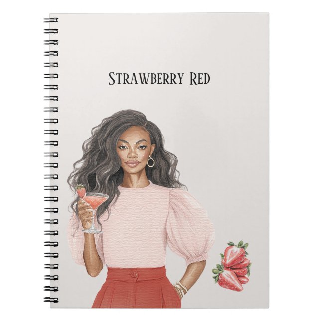Carnet Femme noire haut rouge fraise (Devant)