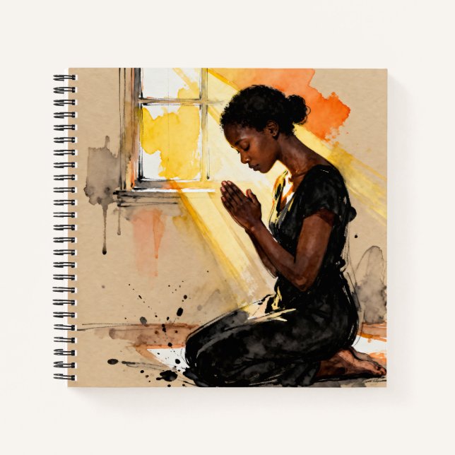 Carnet Femme noire priant | Art abstrait Impasto (Devant)