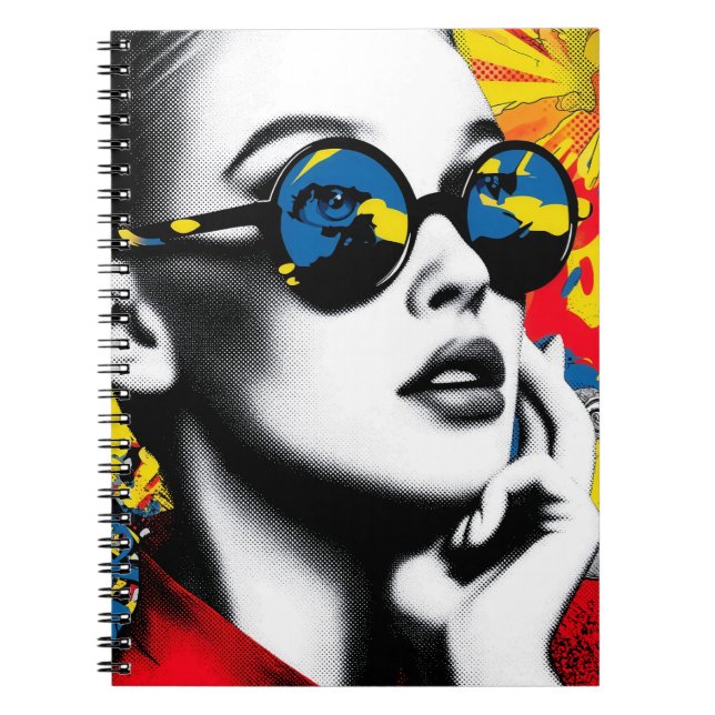 Carnet Femme pop art avec lunettes de soleil (Devant)
