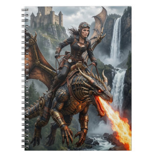 Carnet Femme Steampunk apprivoisant un Dragon cracheur de