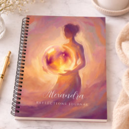Carnet Femme tenant des réflexions personnalisées de lumi