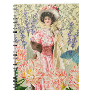 Carnet Femme victorienne florale rose Régence