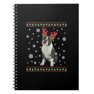 Carnet FEMMES Boston Terrier Xmas laide de Noël