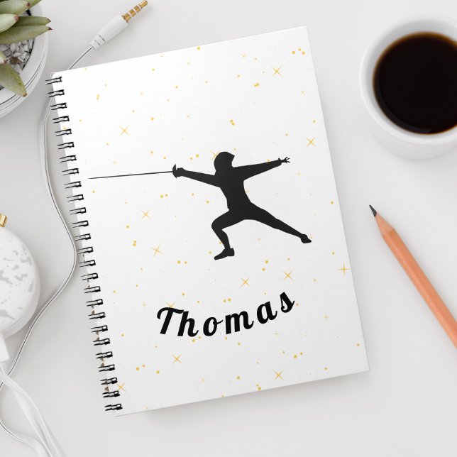 Carnet Fencing Silhouette Fencer Fence Sword& Custom Name (Créateur téléchargé)