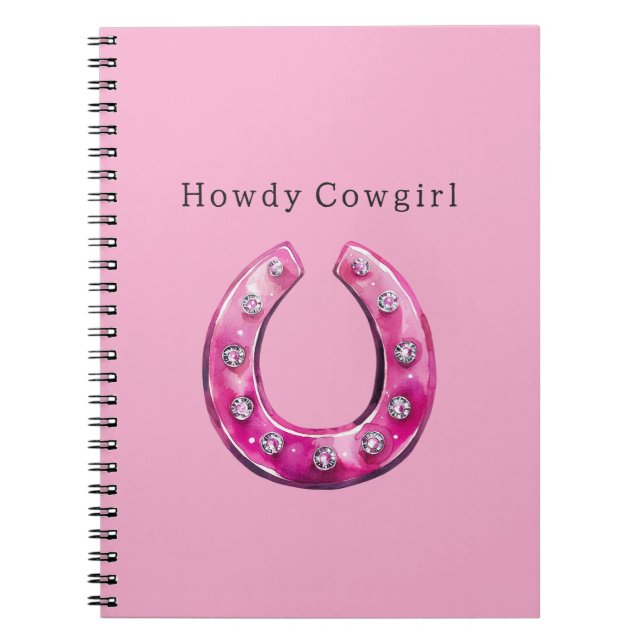 Carnet Fer à cheval en faux bijoux rose pour fille (Devant)