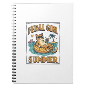 Carnet Feral Girl Summer Cat Float Vintage Shirt Design_1