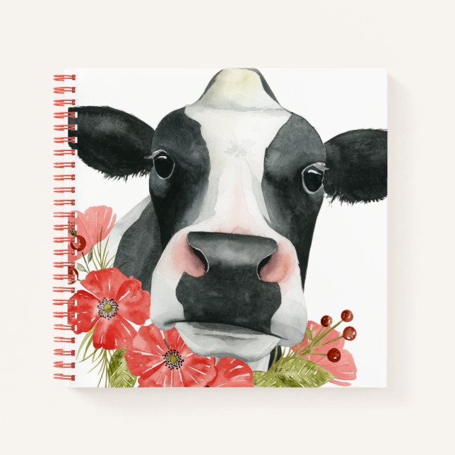 Carnet Ferme à pavot - Vache aux fleurs (Devant)