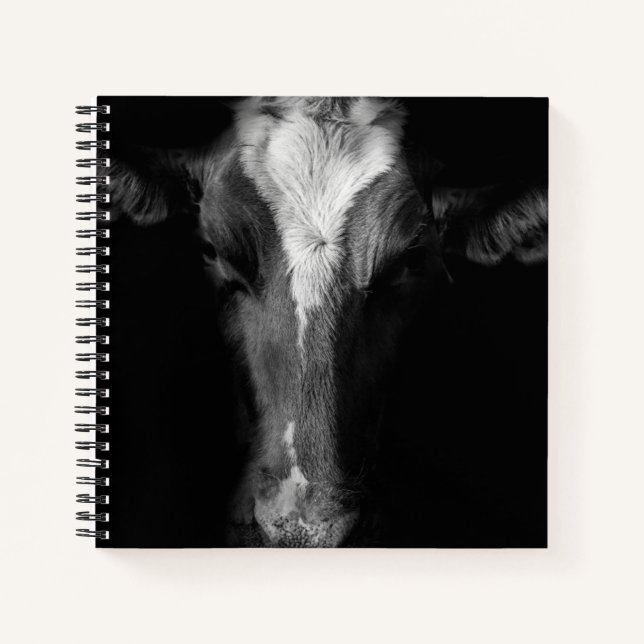 Carnet Fermes | Tête de vache B&W (Devant)