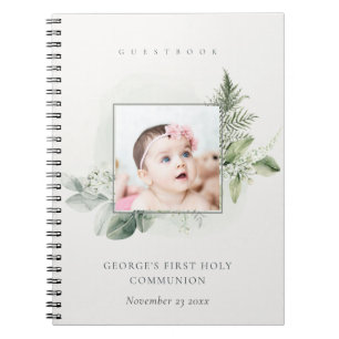 Carnet Fern Foliage Photo First Holy Communion Guestbook