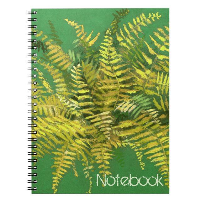 Carnet Ferne, florale, personnalisable, verdure, bleu & v (Devant)