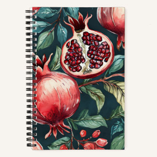 Carnet Festif Aquarelle Fruit de grenade et Feuille