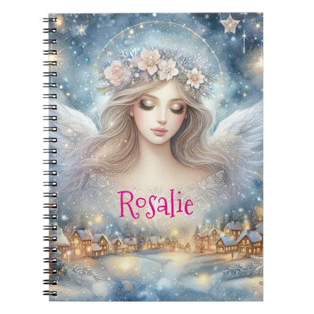 Carnet Festive Blue Watercolor Ethereal Frost Snow Angel (Devant)