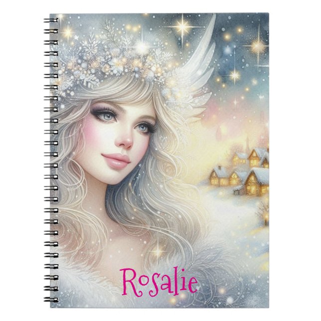 Carnet Festive White Watercolor Ethereal Frost Snow Angel (Devant)