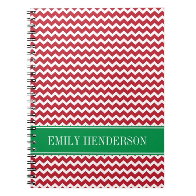 Carnet Fête Chevron Rouge personnalisée Noël (Devant)