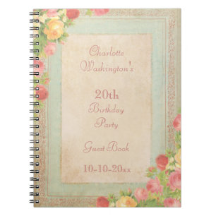 Carnet Fête d'anniversaire de 20 ans Elegant Roses Vintag