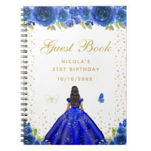 Carnet Fête d'anniversaire de princesse à peau foncée et