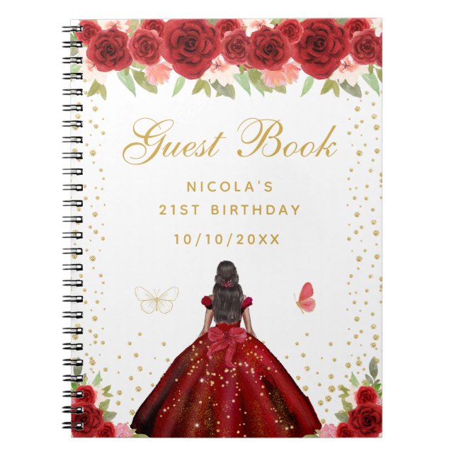 Carnet Fête d'anniversaire de princesse à peau foncée et  (Devant)