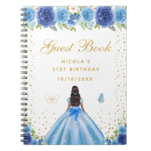 Carnet Fête d'anniversaire de princesse à peau foncée et