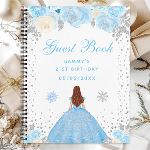 Carnet Fête d'anniversaire de princesse aux cheveux bruns
