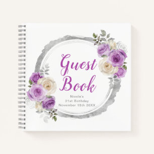 Carnet Fête d'anniversaire élégante aux fleurs violettes