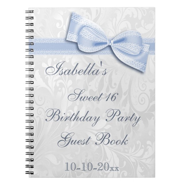 Carnet Fête d'anniversaire Sweet 16 Damask et ruban (Devant)