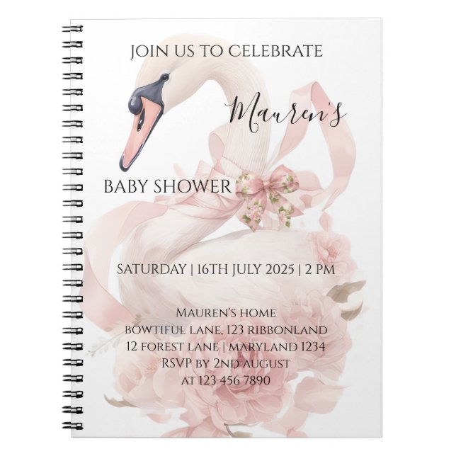 Carnet Fête de naissance fille à ruban rose (Devant)