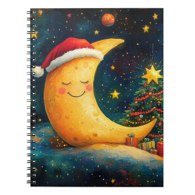 Carnet Fête de Noël drôle Lune Galaxy (Devant)