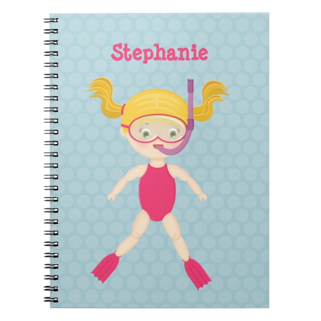 Carnet Fête de Plage de Fille de Snorkeling (Devant)