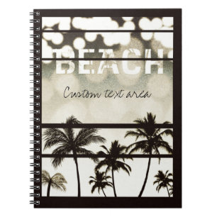 Carnet Fête de plage Palmiers Tropical Blanc Nuit chaude