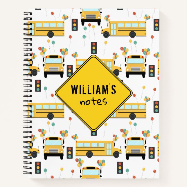 Carnet Fête d'école bus scolaire jaune Notes d'école (Devant)