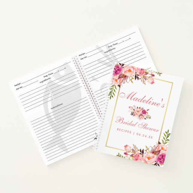 Carnet Fête des mariées Floral Rose Blush Recette (Intérieur)