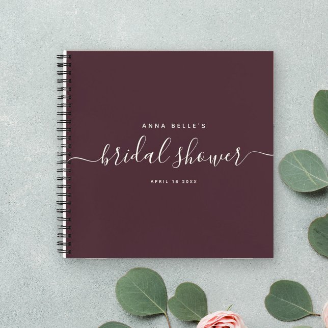 Carnet Fête des mariées moderne Dark Red Chic Script invi (Créateur téléchargé)
