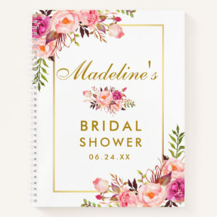 Carnet Fête des mariées Rose Blush Floral Gold Liste cade