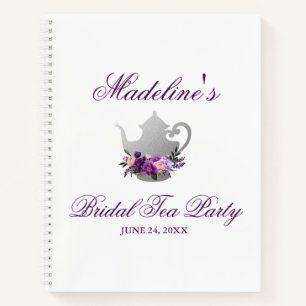 Carnet Fête des mariées Tea Party Purple Silver Liste cad