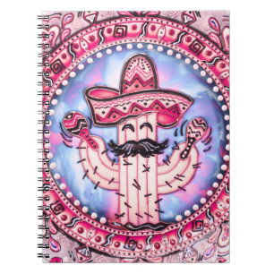Carnet Fête mexicaine Cinco de Mayo Sombrero Rose Blue