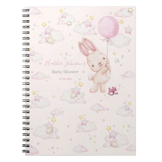 Carnet Fête Prénatale de Bébé Lapin Fille (Devant)